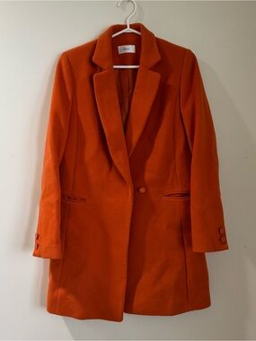 Roem Orange Single-Button Wool Blazer Coat